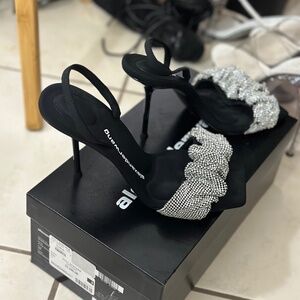 Alexander Wang Black Crystal Scrunchie Julie Heeled Sandals